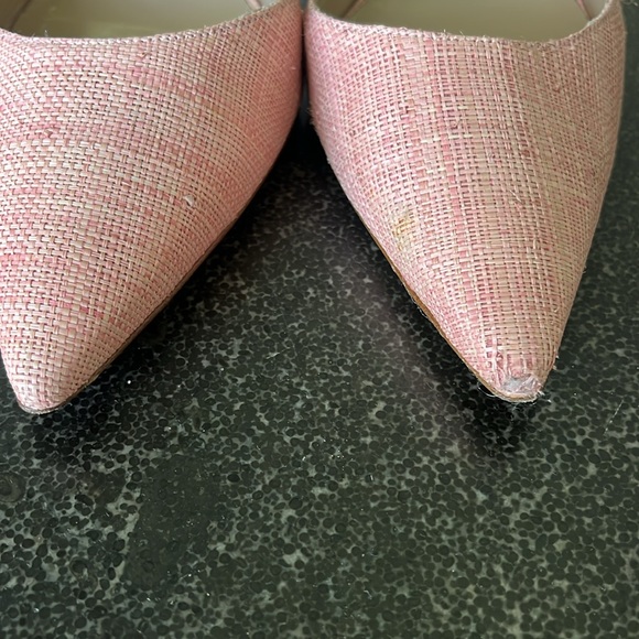 MANOLO BLAHNIK Carolyne Textured tweed Mid-Heel Slingback pink heels 9.5 - Picture 7 of 9